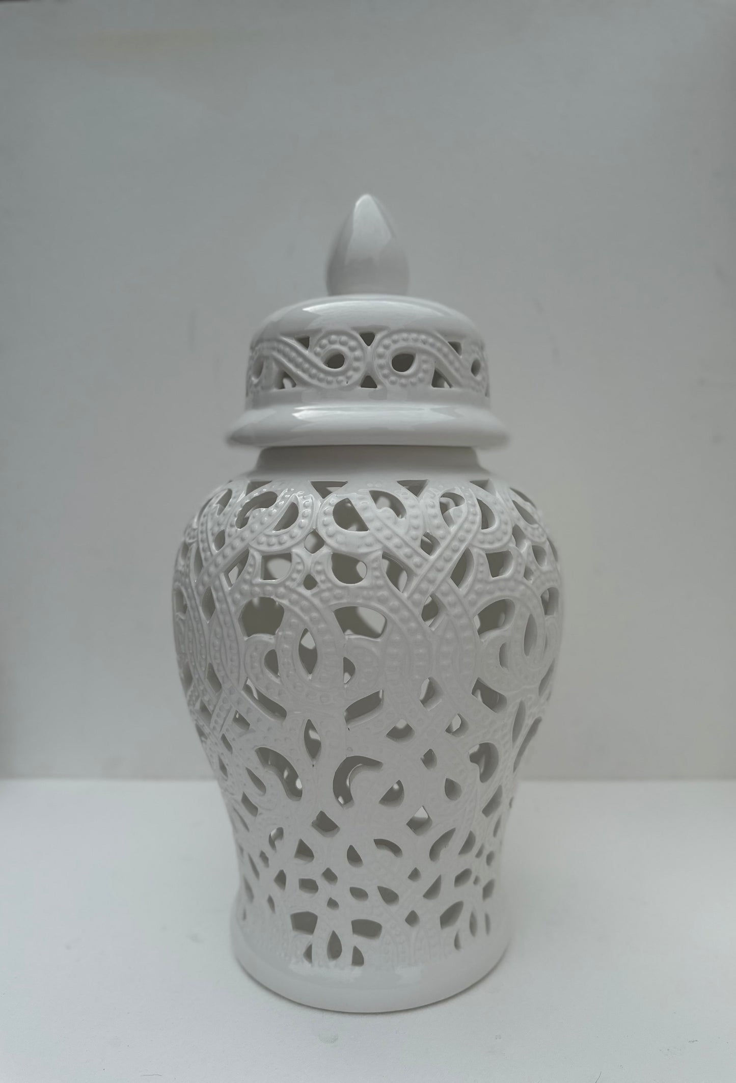 White Perforated ginger jars (Large)