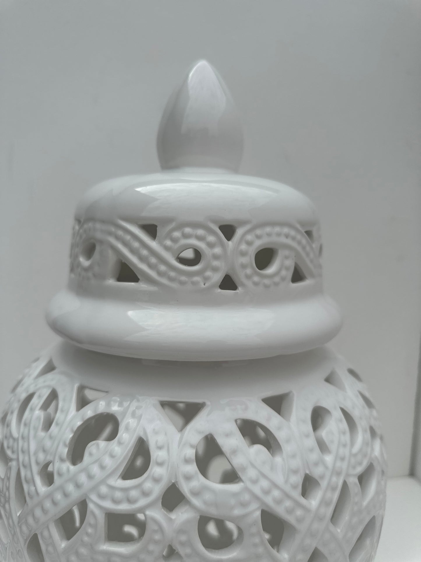 White Perforated ginger jars (Large)