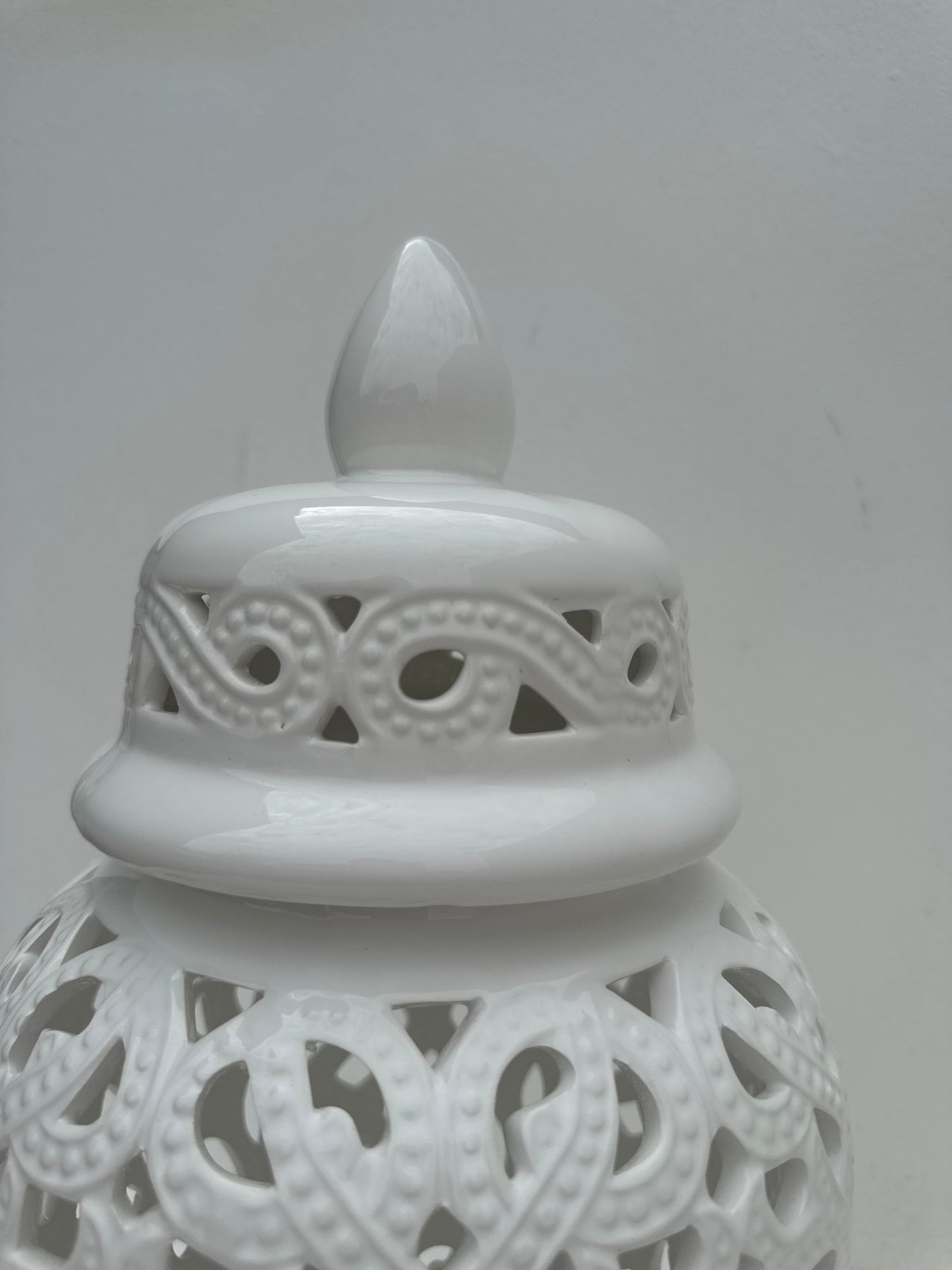 White Perforated ginger jars (Large)