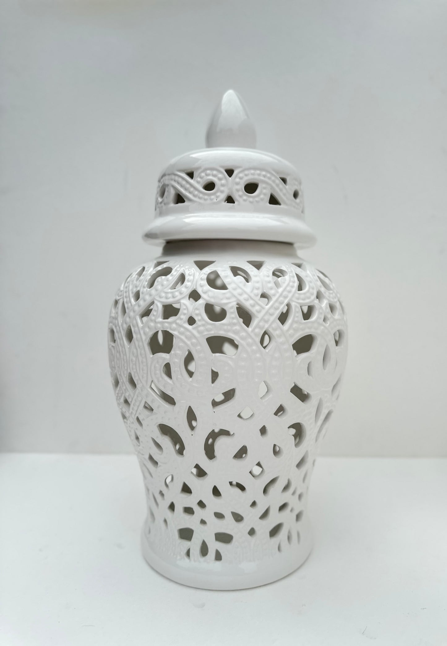 White Perforated ginger jars (Large)