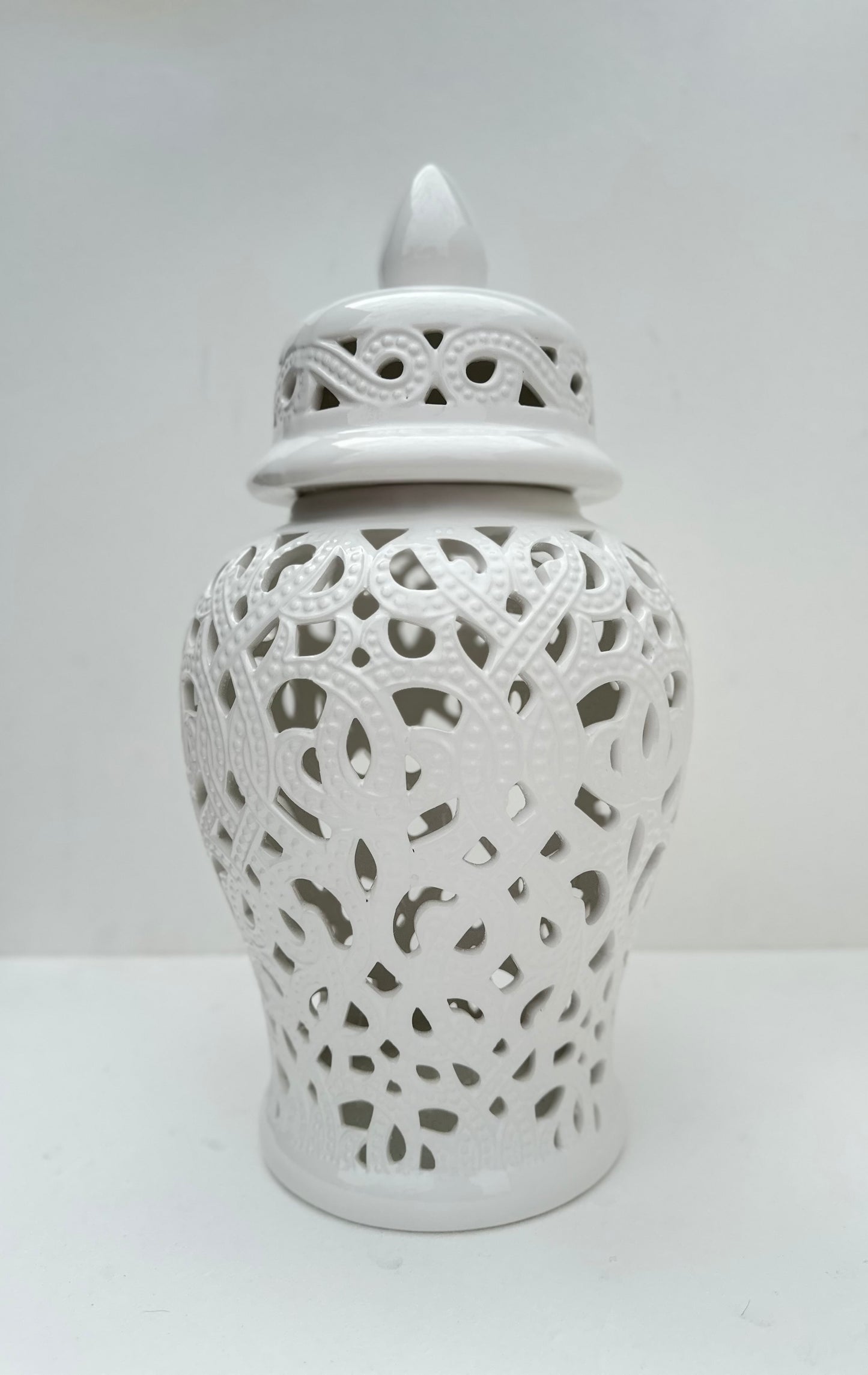 White Perforated ginger jars (Large)