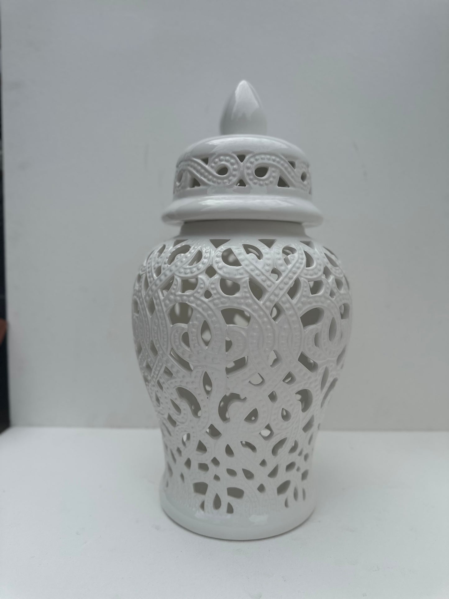 White Perforated ginger jars (Large)