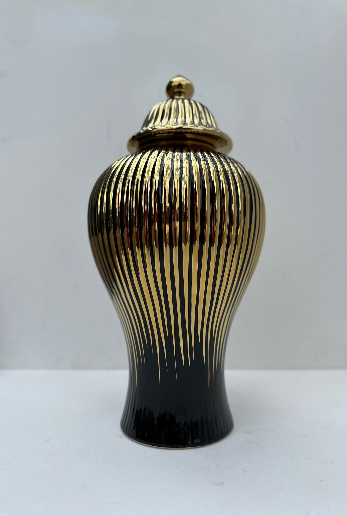 Black with gold stripes ginger jars (Medium)