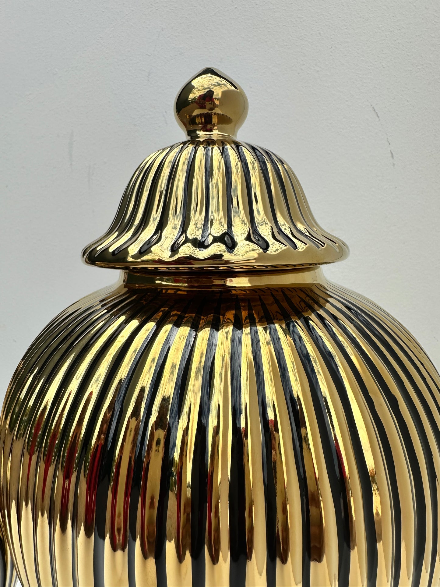 Black with gold stripes ginger jars (Medium)