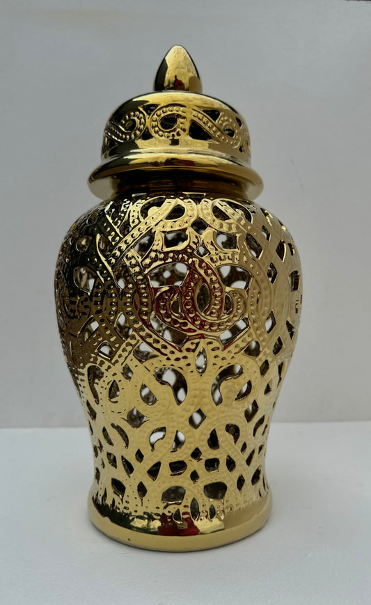 Gold perforated ginger jars (Large)