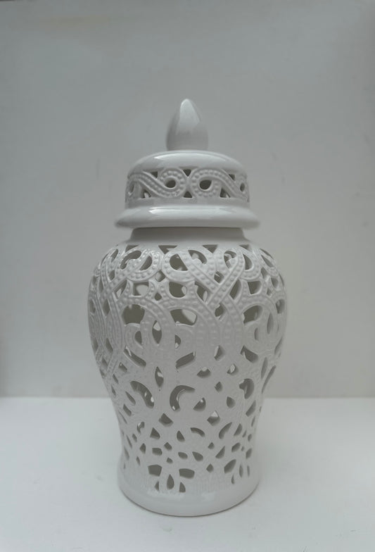 White Perforated ginger jars (Large)