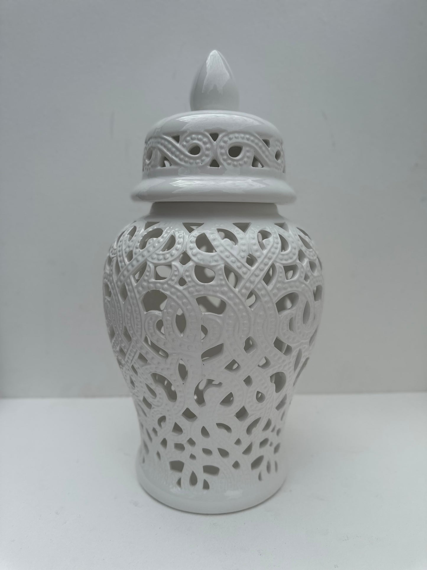White Perforated ginger jars (Large)